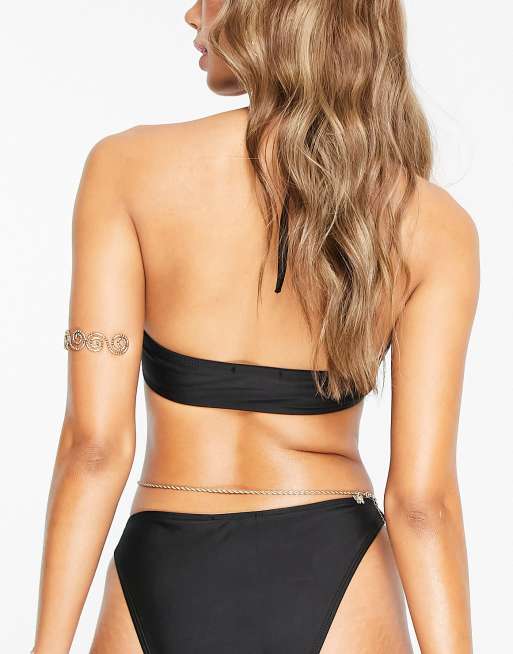 Public Desire – Bikinioberteil in Spitze zum Schnüren in Schwarz, 2 von 4