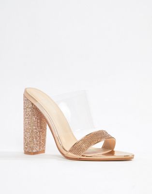 rose gold mules heels
