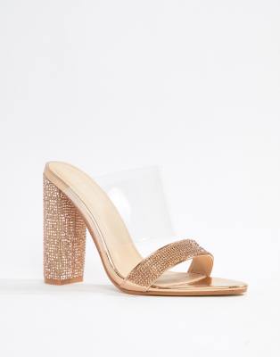 rose gold mules heels