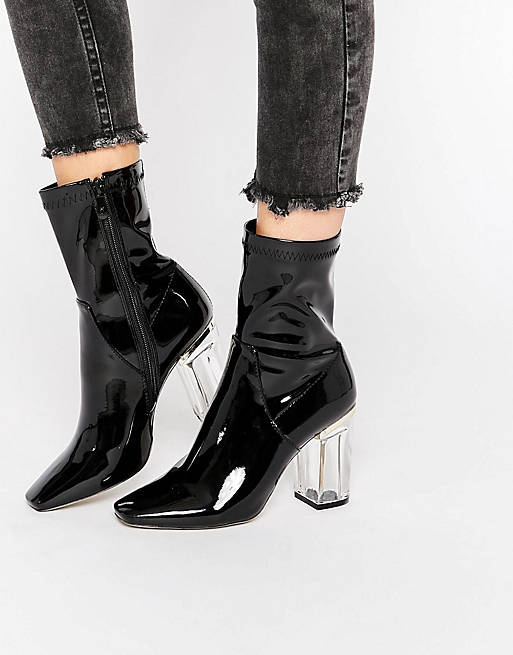 Public Desire Black Clear Heel Ankle Boots | ASOS
