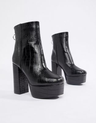 black croc platform boots