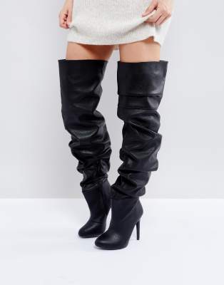 black over the knee slouch boots