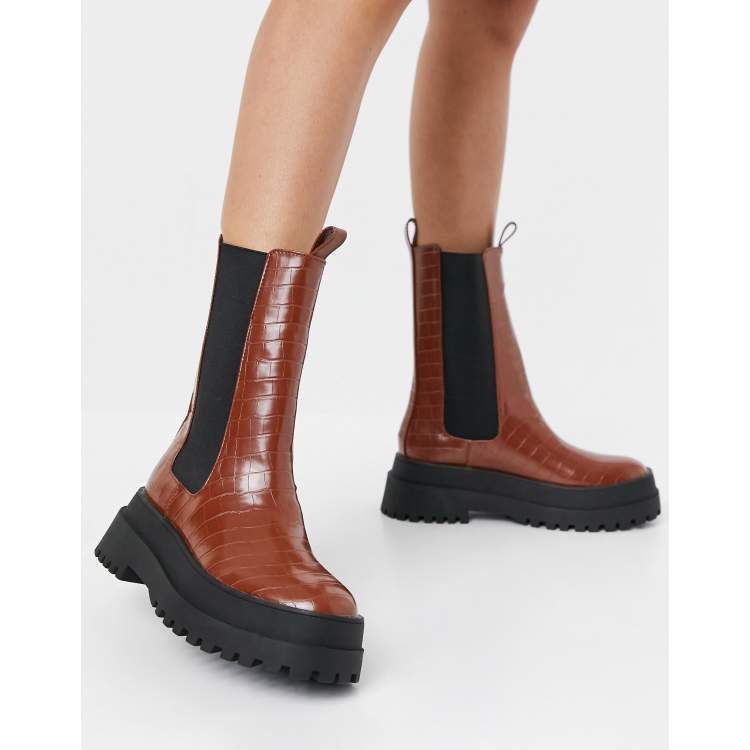 Tan croc boots hotsell