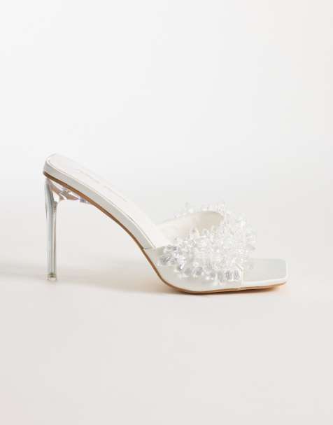 Public Desire - Blanca - Muiltjes met hak en steentjes in wit - view 1