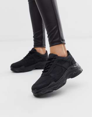 black chunky womens trainers