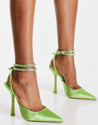 Public Desire Bliss heel shoes in lime satin