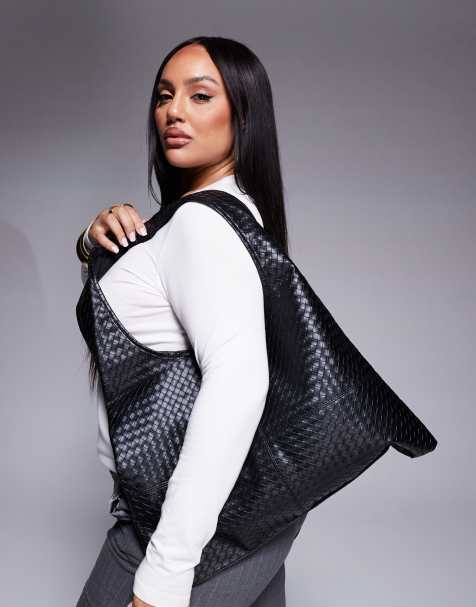 Public Desire - Borsa shopping da spalla morbida nera con design intrecciato - view 1