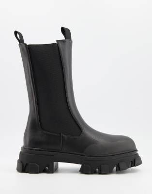 Public Desire Boston Chunky Chelsea Boots In Black | ModeSens