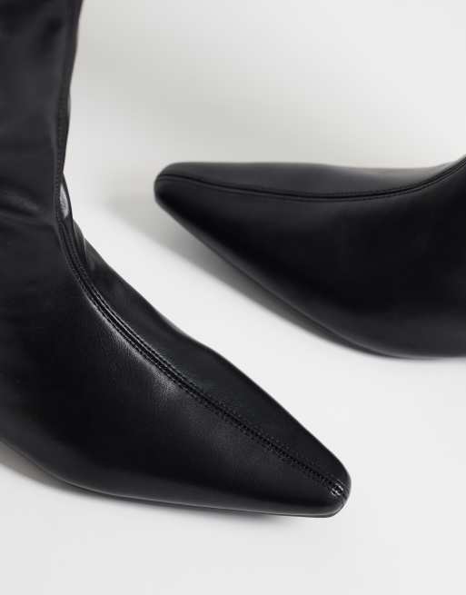Public Desire botas hasta la rodilla de cuña baja en negro, 3 de 4