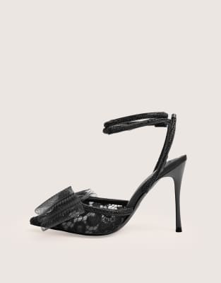  Brat diamante strap wrap around pointed stiletto heels 