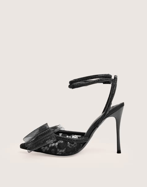 Public Desire Brat diamante strap wrap around pointed stiletto heels in black - view 1