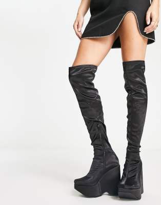 Public Desire Brela second skin over the knee boots in black