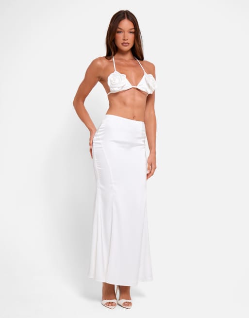 Public Desire Bridal Bralet top with floral corsage in ivory, 3 of 4