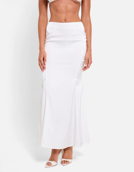 Public Desire Bridal Contour fishtail maxi skirt in ivory, 2 of 4