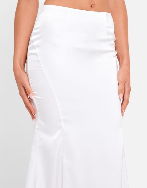 Public Desire Bridal Contour fishtail maxi skirt in ivory, 4 of 4