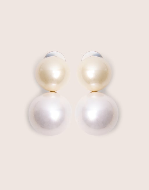 Public Desire Bridal Double pearl drop stud earrings in ivory, 4 of 4