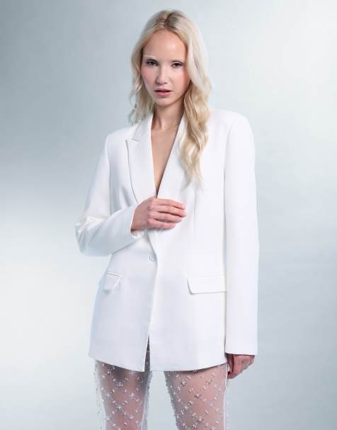 Public Desire Bridal Fitted tailored blazer in ivory - view 1
