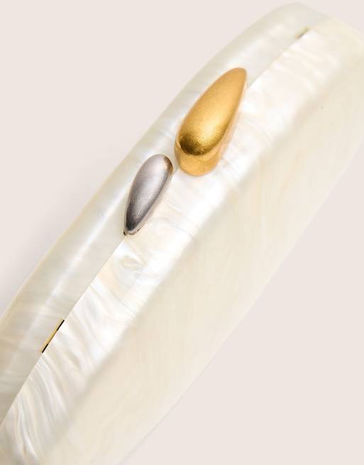 Public Desire Bridal Hard shell oval clutch bag pearl in ivory, 2 of 4
