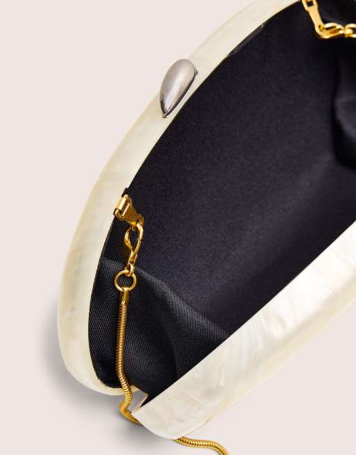Public Desire Bridal Hard shell oval clutch bag pearl in ivory, 3 of 4