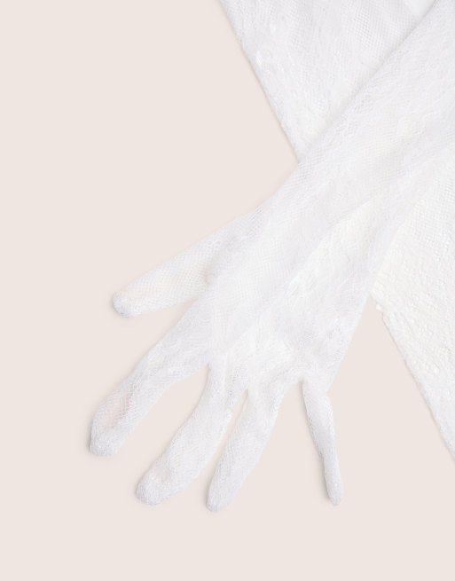 Public Desire Bridal Long sheer lace gloves in white, 2 of 4