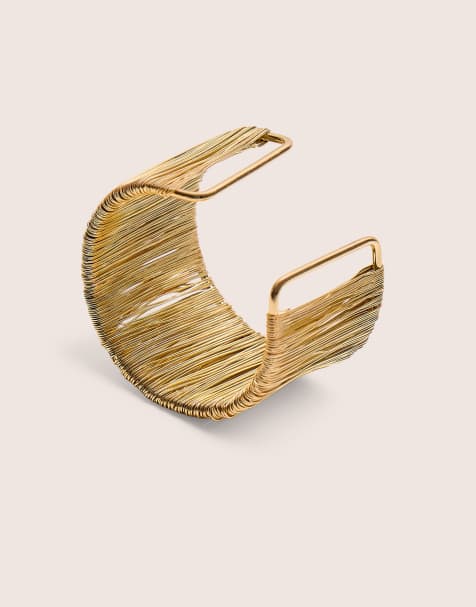 Public Desire Bridal Wire detail open cuff bracelet in gold - view 1