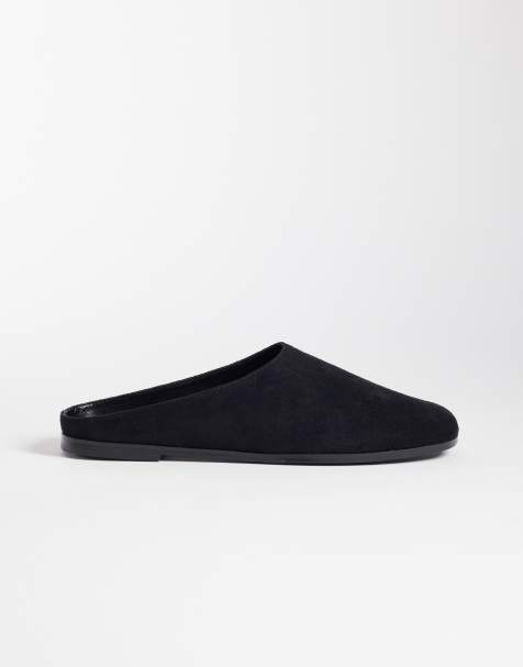 Public Desire Brielle flat mules in black suedette - view 1