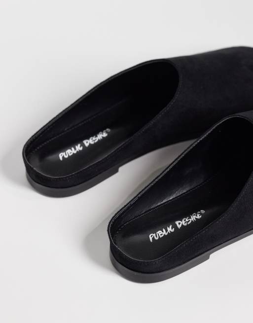 Public Desire – Brielle – Svarta platta mules i mockaimitation, 4 av 4