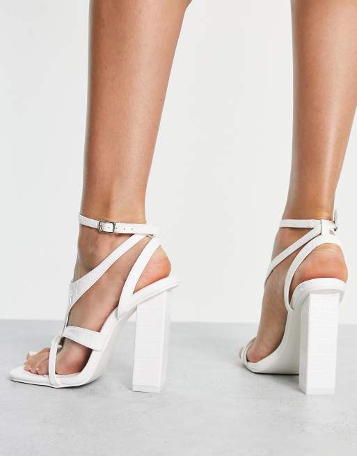 Public Desire Bring It block heeled sandals in white