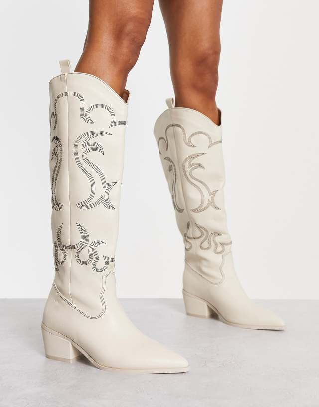 Public Desire Bronco western boots in white