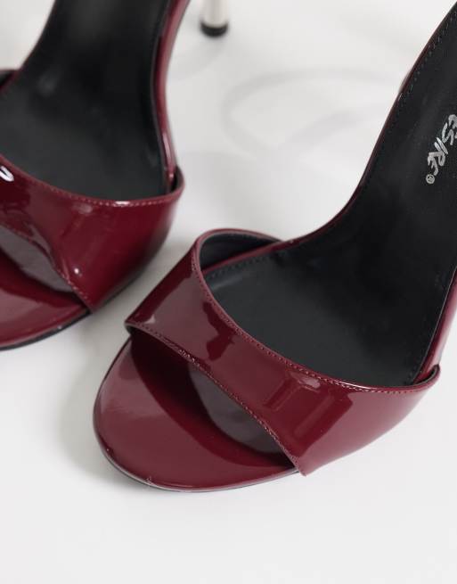 Public Desire Brooklyn heeled sandals in burgundy patent, 2 of 4