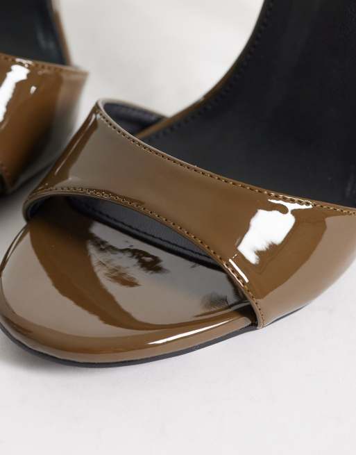 Public Desire Brooklyn heeled sandals in taupe patent, 2 of 4