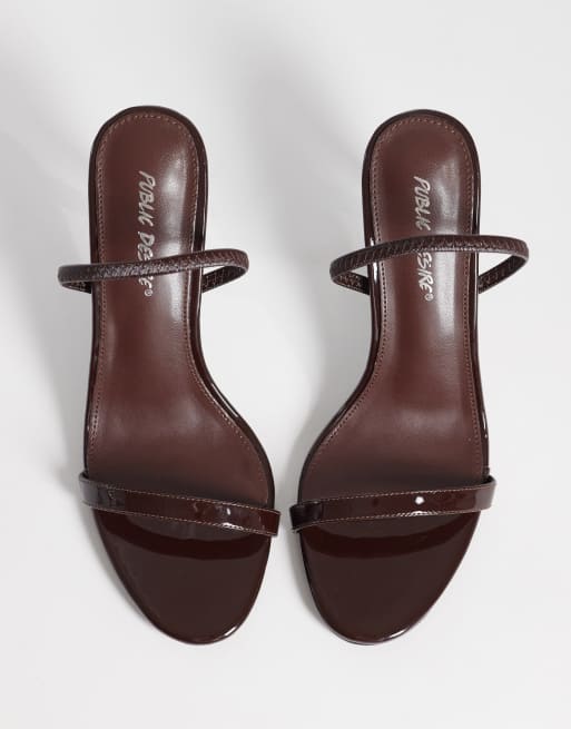 Public Desire – Bruna, lackade sandaler med klackar, 2 av 4