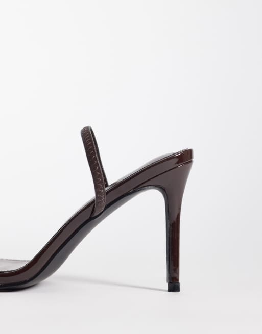 Public Desire – Bruna, lackade sandaler med klackar, 3 av 4