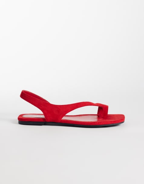 Public Desire - Brynne - Sandalias rojas planas de antelina - view 1