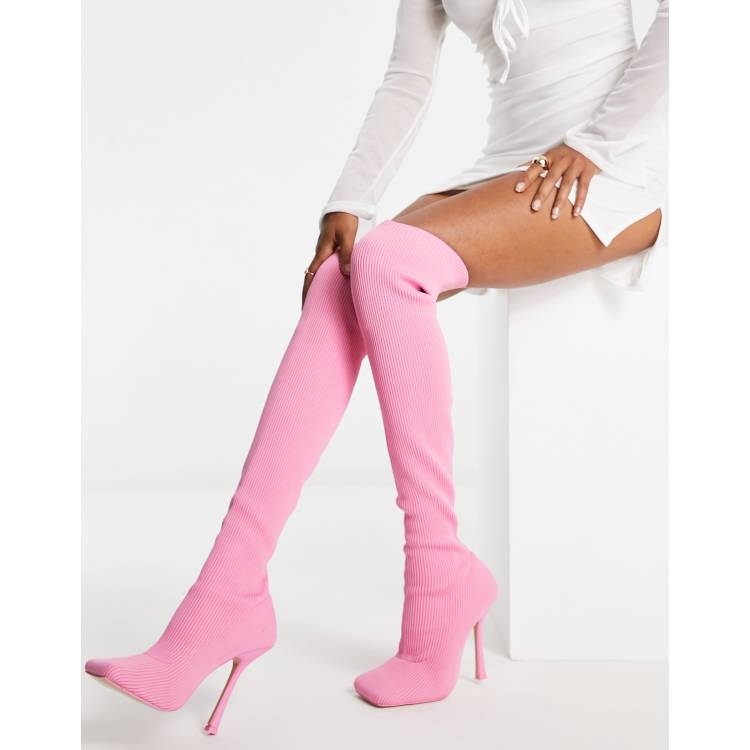 Pink boots over sales the knee