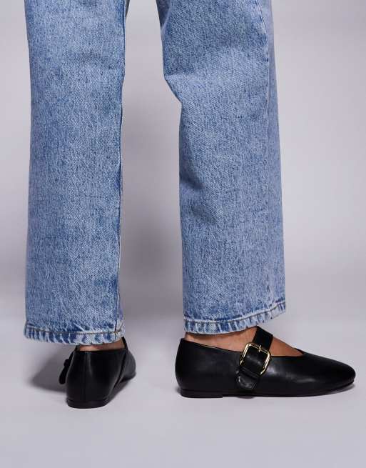 Public Desire buckle detail ballet flats in black | ASOS
