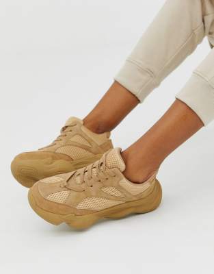 Public Desire Cade chunky trainer in sand-Beige