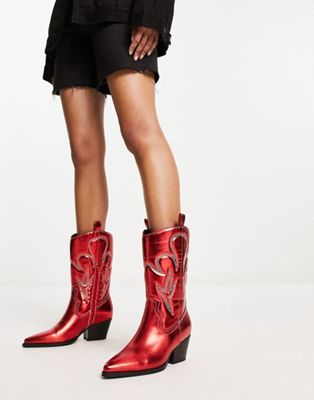 Public Desire Calabasas western boots in red