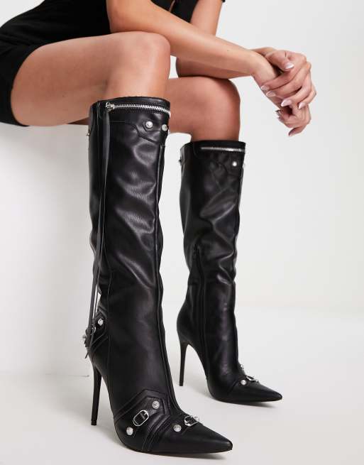 Public Desire - Cardi - Knæhøje stiletstøvler i sort, 4 af 4