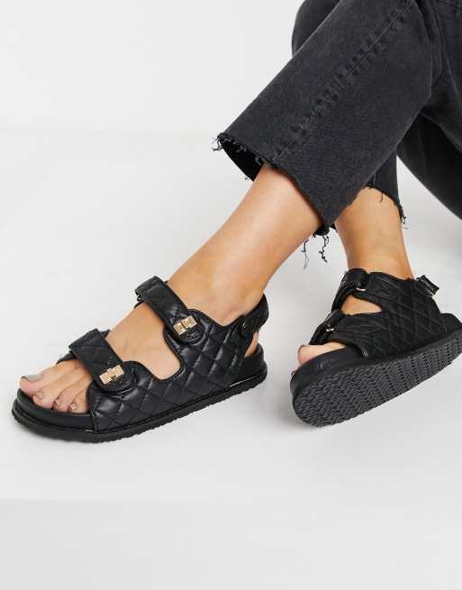 Public Desire - Carmen - Chunky grandad-sandaler i sort vattering, 3 af 4