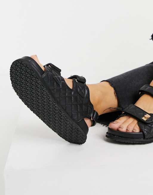 Public Desire - Carmen - Chunky grandad-sandaler i sort vattering, 4 af 4
