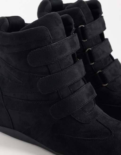 Public Desire Carmina wedge sneakers in black suedette, 4 of 5
