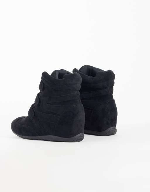 Public Desire Carmina wedge sneakers in black suedette, 5 of 5