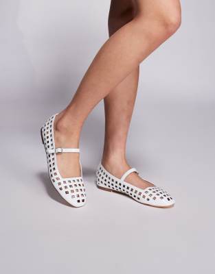 Public Desire Carrie cut out ballet flats in white - view 1