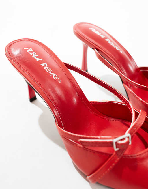 Public Desire - Cassanova - Chaussures pointues à talon avec lanières et boucles - Rouge cerise, 3 de 4