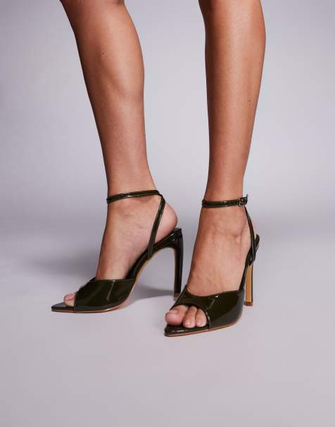 Public Desire Caught On heeled sandals in olive - view 1