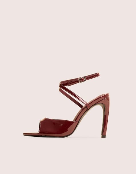 Public Desire Caught on peep toe curved high heel in wine - view 1