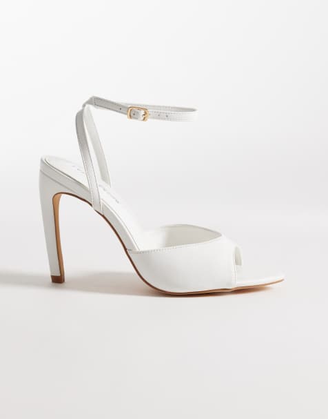 Public Desire - Caught On - Sandalen met hak en strikbanden in wit - view 1