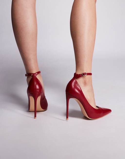 Public Desire Chantilly high heeled shoes with ankle straps in red