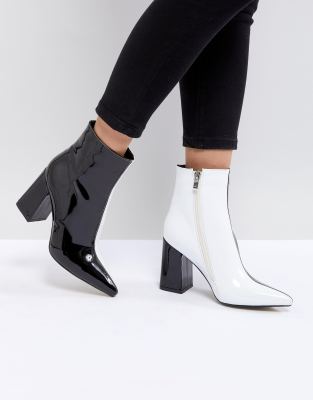 black and white ankle boots